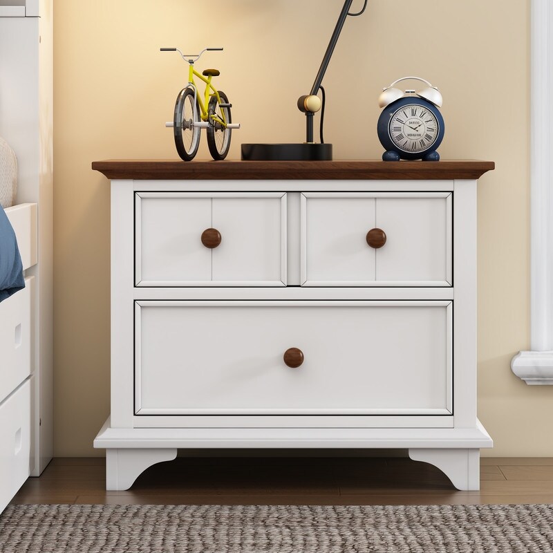 Walnut and white bedside table top